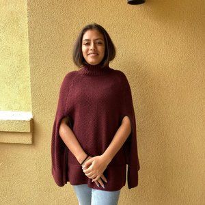David and Young | Burgundy Knit Poncho | Nordstrom